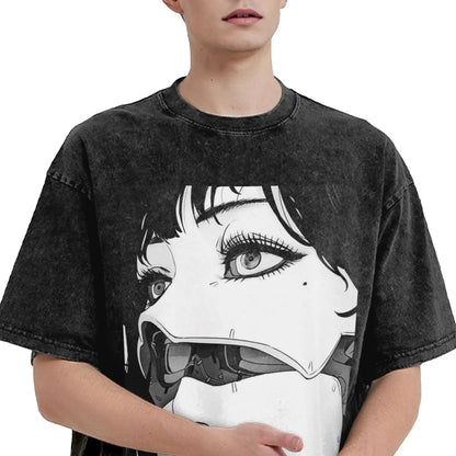 Ghost in the Shell: Motoko Kusanagi G T Shirt Hip Hop Washed Oversize T-Shirts  Fashion Men Women Tops Streetwear Summer Tee Shirt