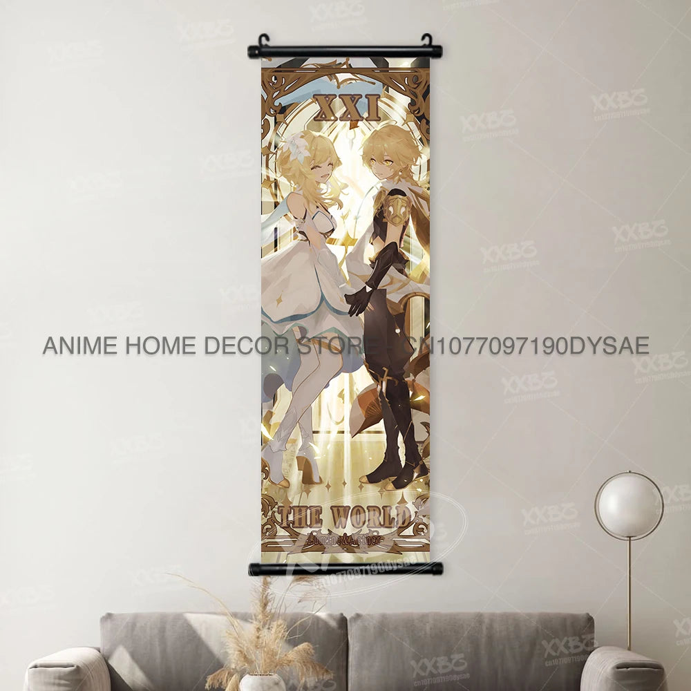 Genshin Impact: Posters Kamizato Ayaka Home Decor Klee Decorative Painting Barbara Scrolls Picture Arataki Itto Wall Artwork Sayu