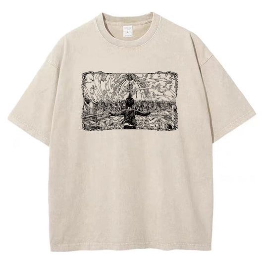 Attack On Titan :T-Shirt Hip Hop Streetwear Graphic Print Oversize Tshirt Short Sleeve Cotton Loose Vintage Tops