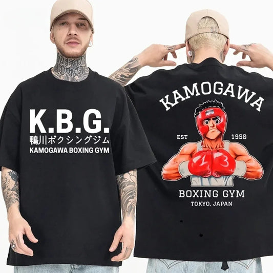 Hajime No Ippo:Streetwear Men Printed Pure Cotton Vintage GYM Men's T-Shirt for Men Women Tops Funny Manga Kamagowa Boxing Gym