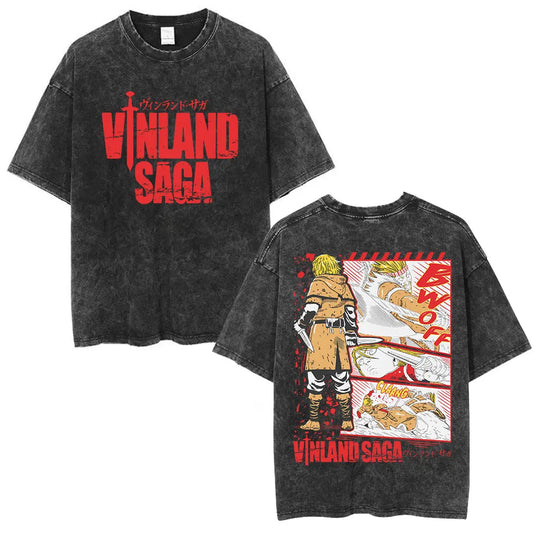 Vinland Saga: T-shirt Manga Thorfinn Karlsefni Graphic Vintage Washed T Shirt Men's Women Casual Cotton Oversized T-shirts