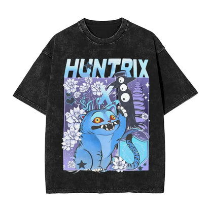 K-Pop Demon Hunters Washed T-Shirt Man Derpy Tiger Casual T-Shirts Summer Breathable Trendy Tee Shirt Design Plus Size Clothes