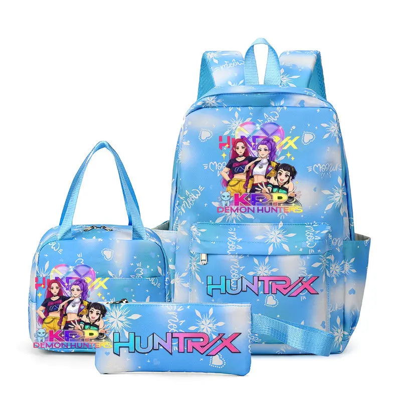 KPop Demon Hunters : Backpack 3pcs set School Bag Lunch Bag Pencil Case Girl Back To School Gift Leisure Mochila Teens Travel Bags
