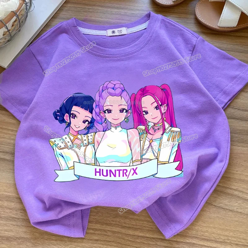 KPop Demon Hunters: Clothes Rumi Mira Zoey Short Sleeve T Shirt Kids Summer Casual Tops Cartoon Toddler Cotton Tee