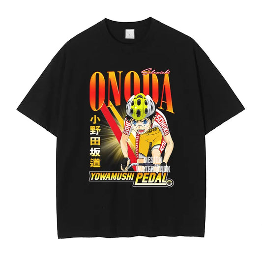 Yowamushi Pedal: T-shirts Oversized Vintage Washed Onoda Sakamichi T Shirt Retro Streetwear Harajuku Tops Tees Man Cotton