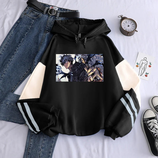Solo Leveling: Hoodies Oversized Streetwear Long Sleeves Korean Style Popular Classic Simple