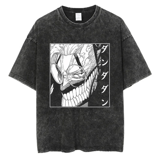 Dandadan :26 Anime Okarun Ken Takakura Print Washed Tshirt Men Manga Vintage T-shirts Oversized Cotton T Shirt Harajuku Male Tops