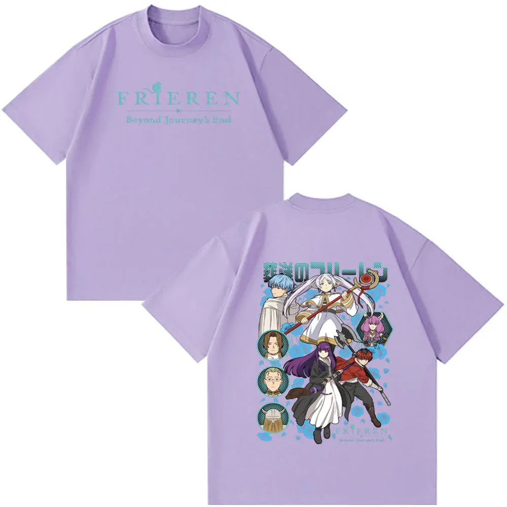 Frieren: Beyond Journey's End -- Frieren Fern Stark Himmel T-shirt Men Women Tee Tops Fashion Harajuku Cotton Casual T-shirts