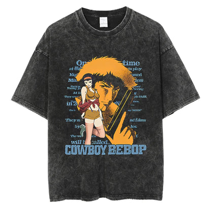 Cowboy Bebop: Graphic Printed T-shirt Men Women Classic Loose Tshirts Harajuku Male Washed Cotton Manga T Shirt