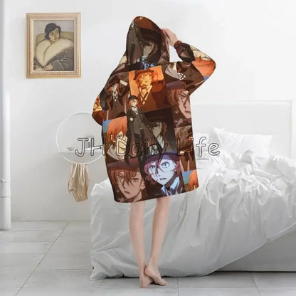 Bungo Stray Dogs: Nakajima Atsushi TV Series Chuuya Nakahara Wearable Blanket Oversized Hoodie Blanket Warm Pullover Sweatshirt