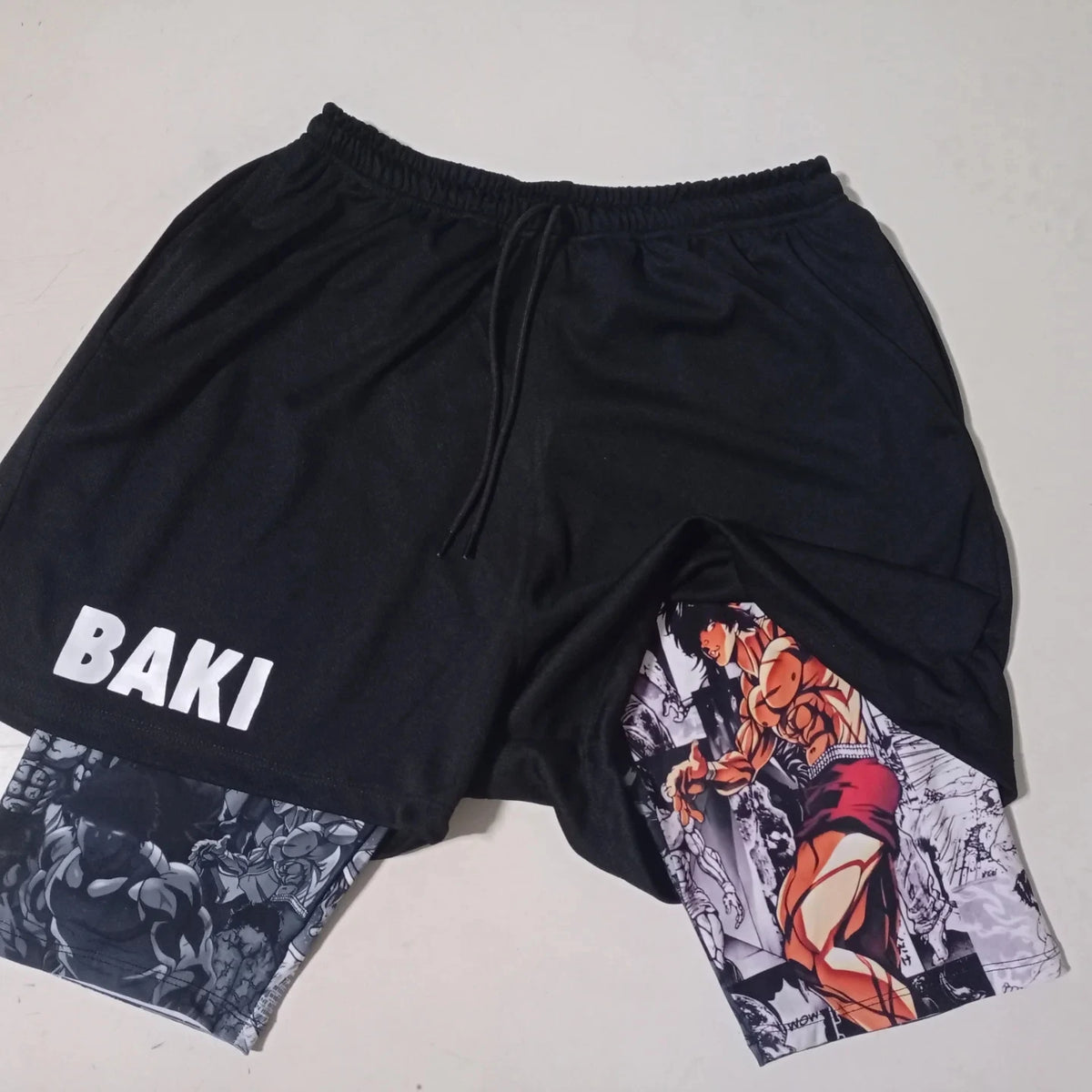 Baki: EVA-01 Shorts Anime Print Double Layer Workout Shorts for Gym Training and Sports