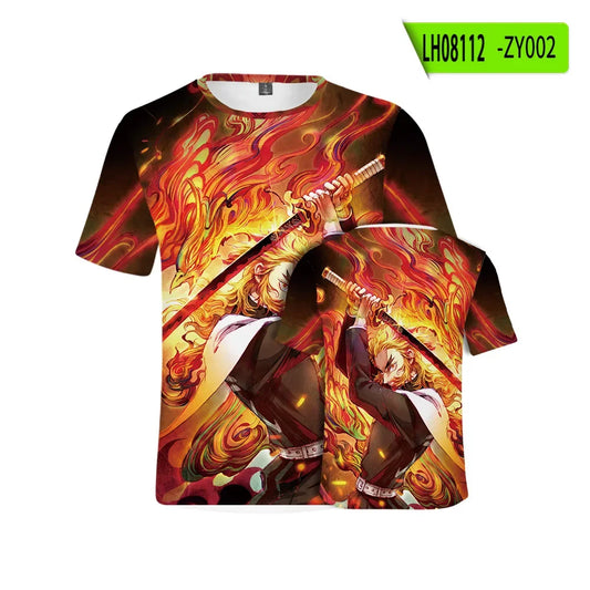 Demon Slayer: Kamado Tanjirou  T shirt 3D  Short Sleeve Y2k Tees