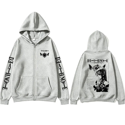 Death Note: Misa Zipper Hoodie Men Women Y2k Casual Oversized Zip Up Jacket Coat Unisex 90s Manga Cosplay Zip Up Sweatshirt