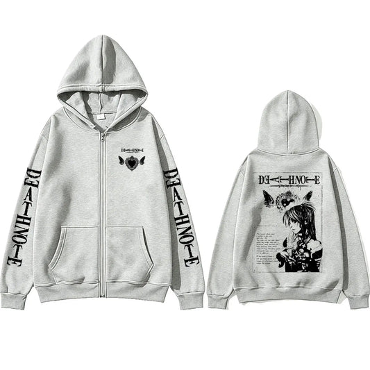 Death Note: Misa Zipper Hoodie Men Women Y2k Casual Oversized Zip Up Jacket Coat Unisex 90s Manga Cosplay Zip Up Sweatshirt