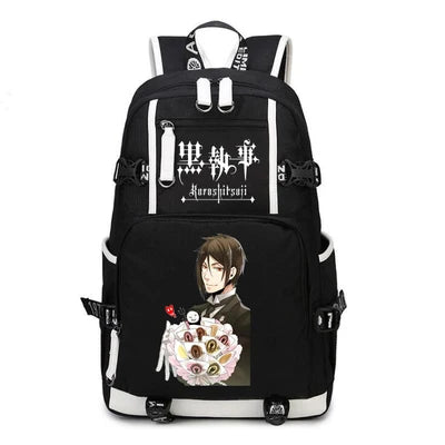 Black Butler: USB Backpack Book Bag Casual Travel Computer Men Women Girl Boys Cosplay Bag Schoolbag Laptop Bags