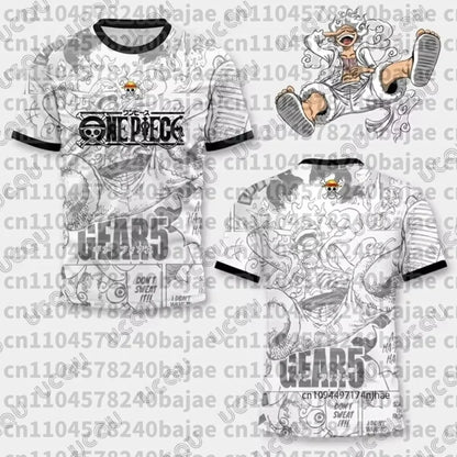 One Piece: Luffy Gear5 Man Football Jersey Summer T-shirt men Vintage Fashion Sport Women pulovers kids' tops t-shirt