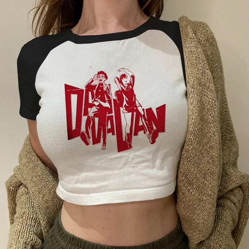 DanDaDan: T Shirt Vintage Washed  T-shirts Streetwear Manga Ayase Momo Takakura Ken Crop Tops Tees Clothes