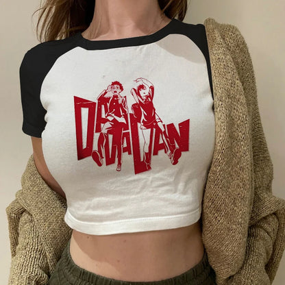 DanDaDan: T Shirt Vintage Washed  T-shirts Streetwear Manga Ayase Momo Takakura Ken Crop Tops Tees Clothes