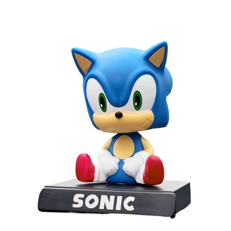 Sonic The Hedgehog: Shaking Head Dolls cartoon Bobblehead Kawaii Car Desk Ornaments Phone Holder Figure Cute Model Toy Gift