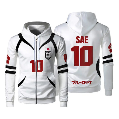 Blue Lock: U20 Team Zipper Hoodie Autumn Winter Street Trend Long Sleeve Coat Japanese Anime Sae Shidou Casual Sports Sweatshirt