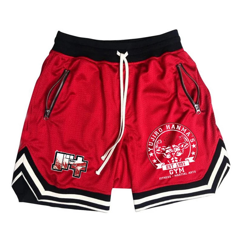 Baki Hanma: Active Athletic Shorts for  Print Breathable Quick Dry Basketball Shorts with Zippered Pockets Gym Fitness