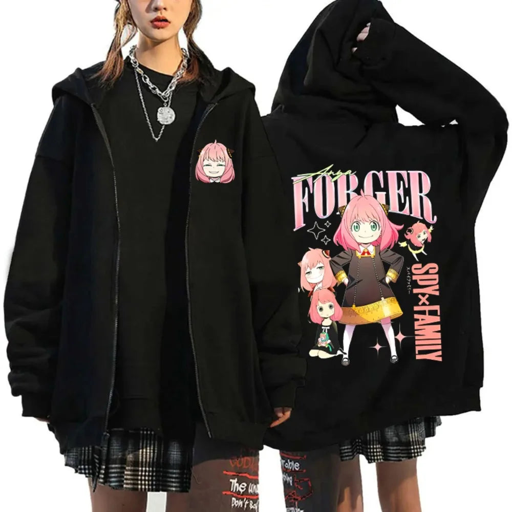 Spy x Family: Anya Forger Printed Zipper Hooded Fashion Women Men Zip Sweatshirt Casual Sport Hoodie Long Sleeve Top