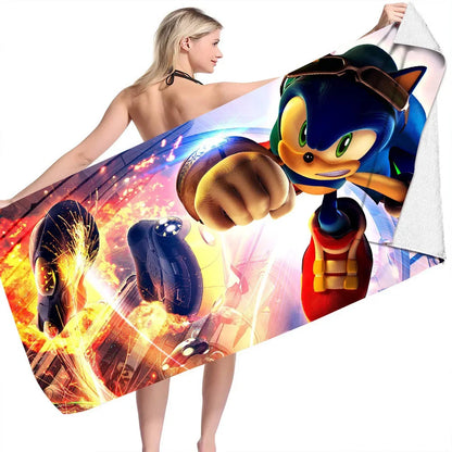 Sonic the Hedgehog: Beach Towel Beach Towel Quick Dry Absorbent Towel Fitness Bath Towel Adult Kids Holiday Gifts