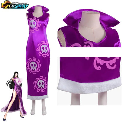 One PIece: Costume de Cosplay reine Boa Hancock, robe Kimono Anime, cape Cheongsam pour femmes, ensemble Cheongsam de carnava