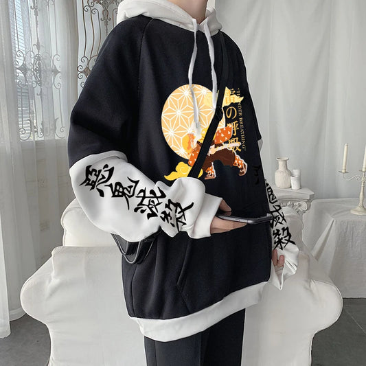 Demon Slayer: Zenitsu Agatsuma Anime Hoodie Oversize Long Sleeve Men Sweatshirt Harajuku Plus Size Kimetsu no Yaiba Manga