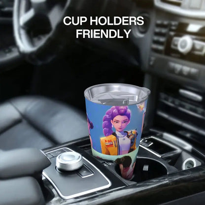 KPop Demon Hunters - Derpy  Insulated Tumbler with Lid Vacuum Thermal Mug Outdoor Travel Car Bottle Cup, 20oz