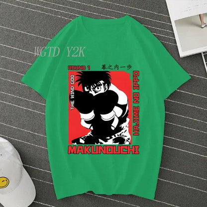 Hajime No Ippo: Kamogawa Boxing Gym T Shirt Men Women Crew Neck Casual Tops Tees Makunouchi Takamura KGB Graphic T-Shirts