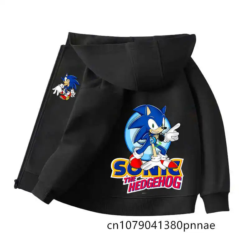 Sonic The Hedgehog:  Zipper Hoodie Set Zipper Hoodie Fashion Coat Kids Cartoon Teen Tracksuits Toddler Clothe Sport Suit