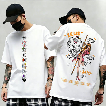 One Piece: Summer New Arrival: Pattern T-shirt, unisex, anime print, casual short-sleeved, fashionable streetwear top, Y2K style.