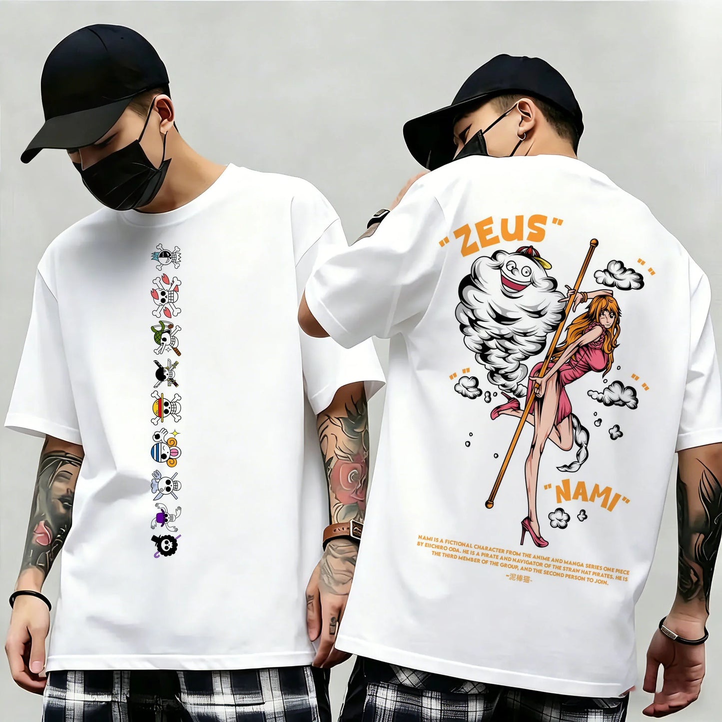 One Piece: Summer New Arrival: Pattern T-shirt, unisex, anime print, casual short-sleeved, fashionable streetwear top, Y2K style.