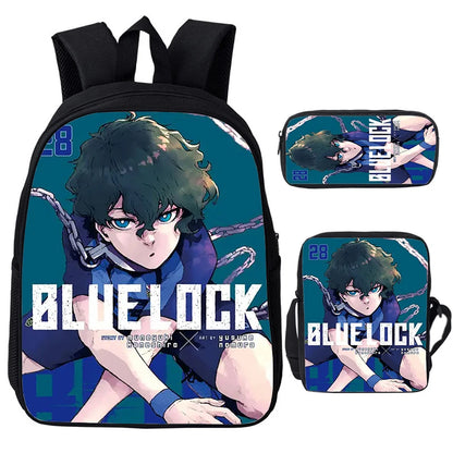 Blue Lock: Isagi Yoichi Backpack Shoulder Bag Pencil Case 3Pcs Set Waterproof Boys Girls Students School Bags Child Bookbag