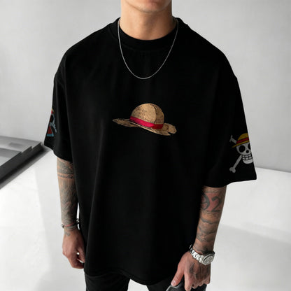 One Piece: Bandai Luffy and Zoro Printed Short-sleeved 2026 Summer Men's and Women's Loose, Breathable and Sporty Fashion T-shirt