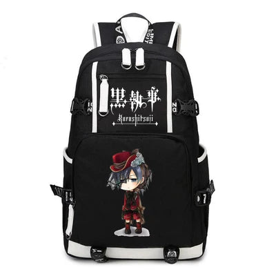 Black Butler: USB Backpack Book Bag Casual Travel Computer Men Women Girl Boys Cosplay Bag Schoolbag Laptop Bags