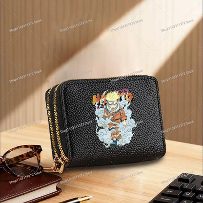 Naruto: Leather Wallet Cute Cartoon Printed Bags Fashion Zipper Short Coin Purse Multi-slot Bank Card Storage Bag Birthday Gift