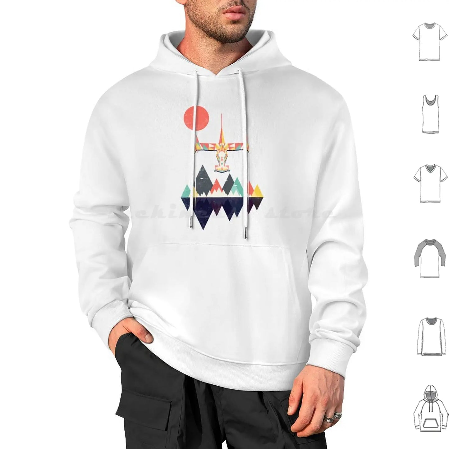 Cowboy Bebop: Swordfish Sunset Hoodie cotton Long Sleeve Sunset Geometric Space Mountains Swordfish Spike Colorful