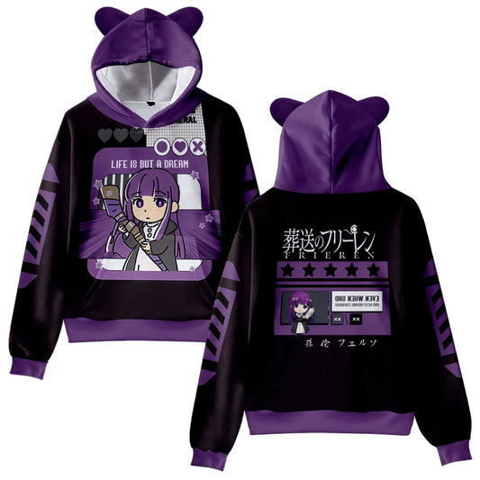 Frieren: Cat Ear Hoodie Women Men Long Sleeve Sweatshirt Casual Cute Pullover Clothes