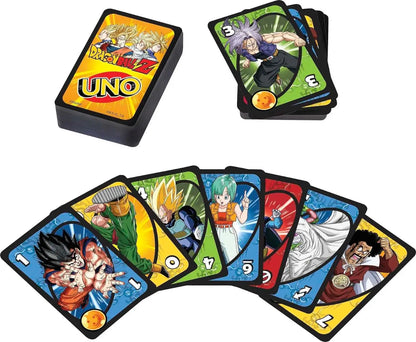 Dragon Ball Z Mattel Games UNO Card Game for Family Night Featuring Tv Show Themed Graphics and a Special Rule for 2-10 Players