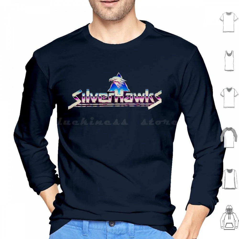 Silverhawks: Logo Hoodies Long Sleeve Thundercats 80s Retro He Man Cartoon Thundercat Vintage Cartoons Silverhawks