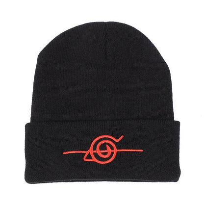 Naruto: Autumn Winter Warm Hat Cosplay Anime Akatsuki Red Cloud Embroidery Knitted Bonnet