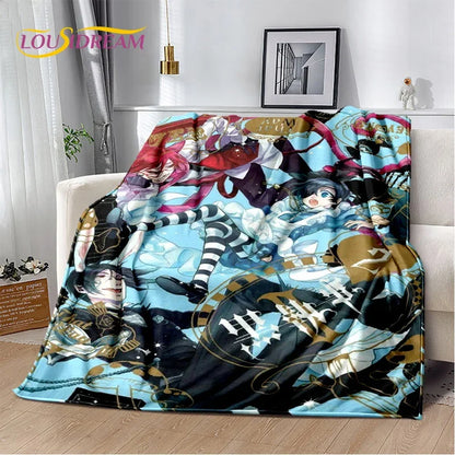 Cartoon Black Butler Anime 3D Blanket,Soft Throw Blanket for Home Bedroom Bed Sofa Picnic Travel Office Rest Cover Blanket Kids