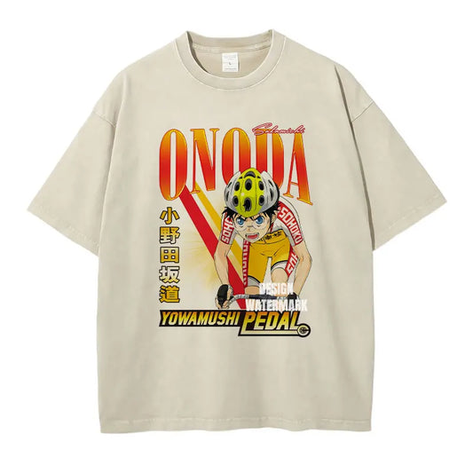 Yowamushi Pedal: T-shirts Oversized Vintage Washed Onoda Sakamichi T Shirt Retro Streetwear Harajuku Tops Tees Man Cotton