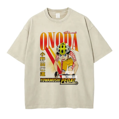 Yowamushi Pedal: T-shirts Oversized Vintage Washed Onoda Sakamichi T Shirt Retro Streetwear Harajuku Tops Tees Man Cotton