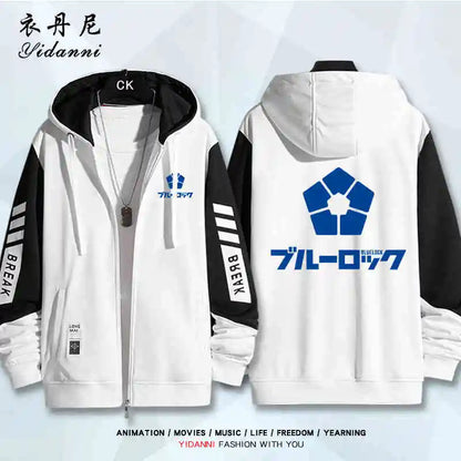 Blue Lock:  Mikage Reo Isagi Yoichi Nagi Seishiro Cosplay Jacket Zipper Hoodie Women Men Fashion Hooded Coat Couple Tops Gift