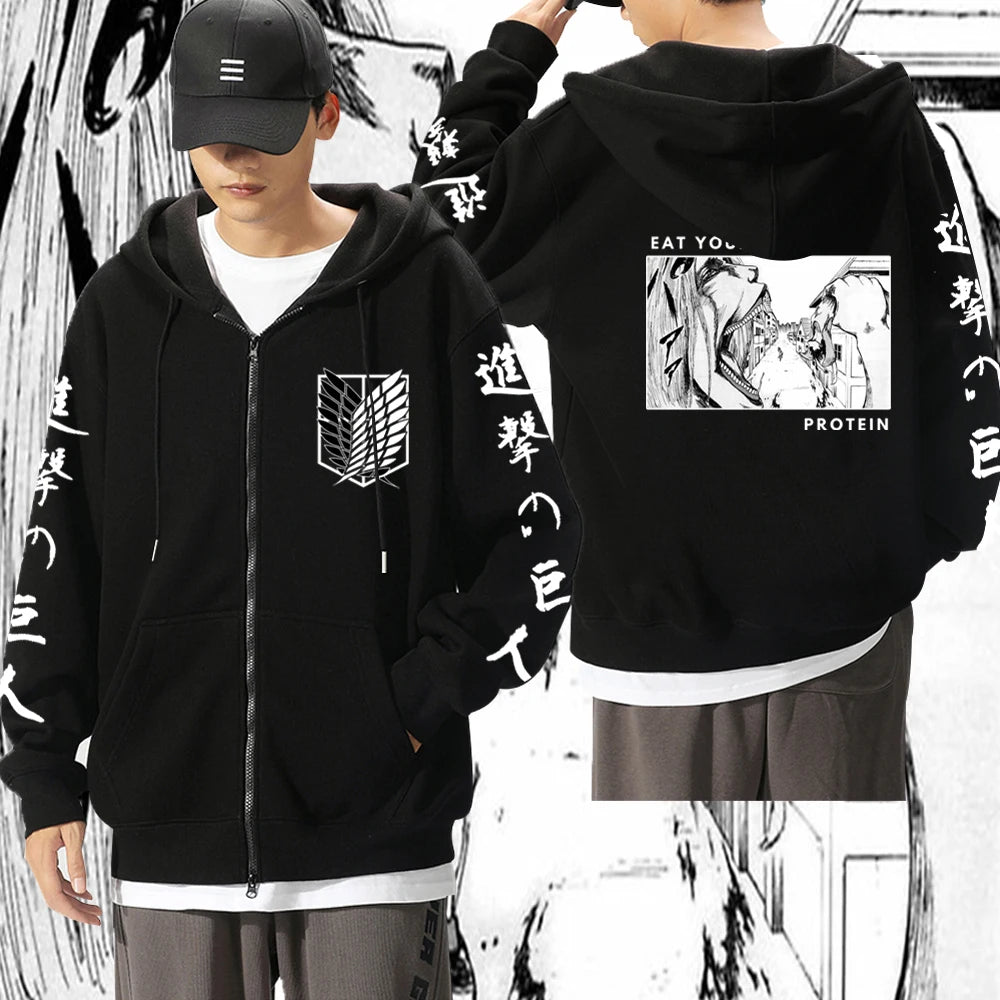 Attack On Titan: Levi Graphic Printed Hooded Plus Size Sweatshirt Harajuku Unisex Zipper Jacket