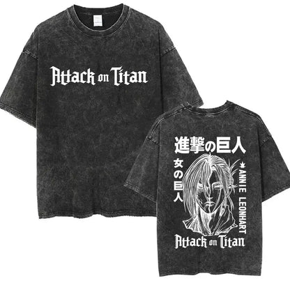 Attack on Titan: Men Women Cartoon Manga Merch Tshirt Men's Oversized T Shirts Washed Vintage Anime Attack on Titan Reiner Braun Graphic T-shirts