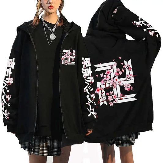 Tokyo Revengers: Plus Size Hoodie Mikey Baruhara Graphic Printed Hooded Men Women Sweatshirt With Zipper Hip Hop